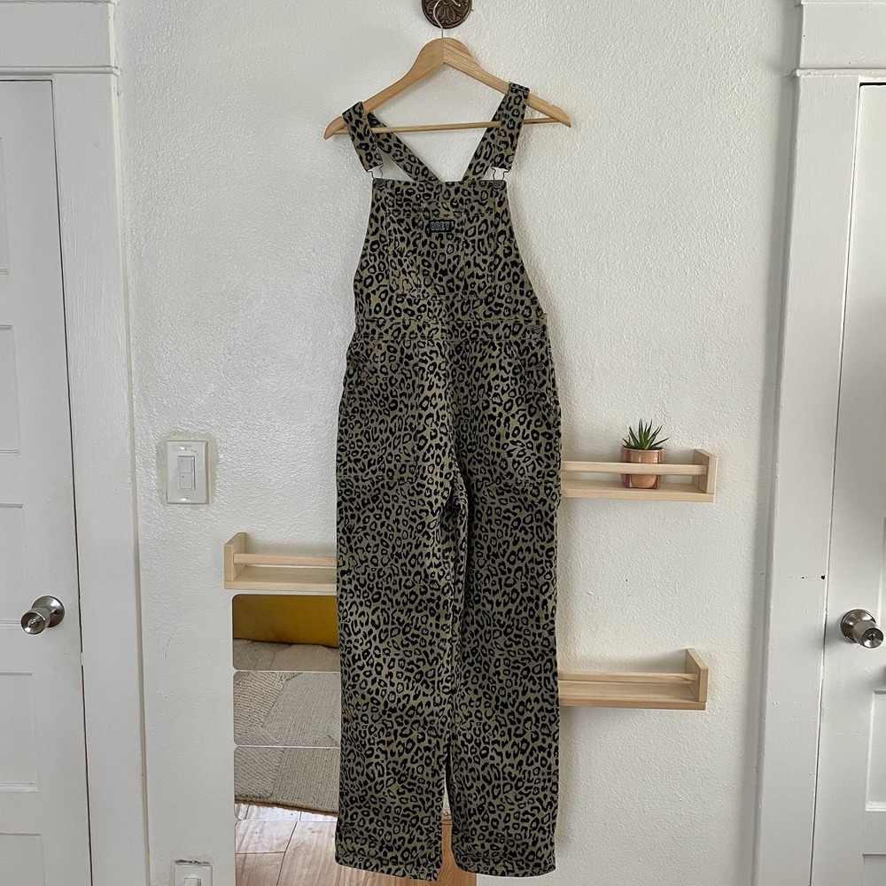 Obey Casbah Leopard Print Dungarees Overalls - Khaki Leopard Size 29 - Picture 2 of 6